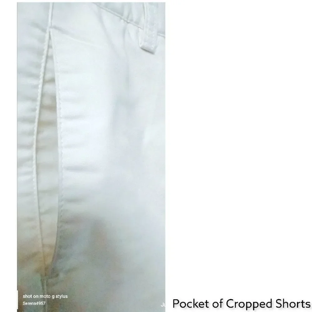 ADIDAS Women's White Stretch Cropped Shorts Size 6 NEW